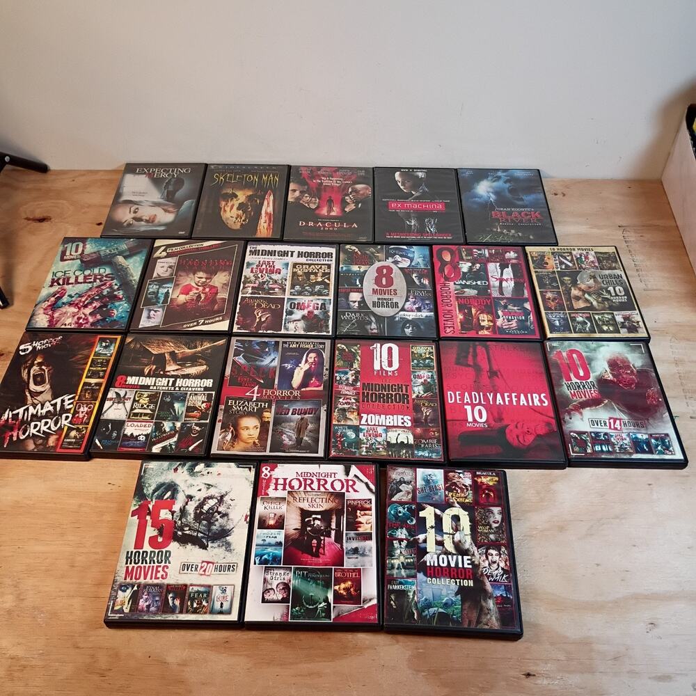 Huge Horror Movie DVD Lot 20 Cases Multi-Pack Collection Dracula Over 100 Films